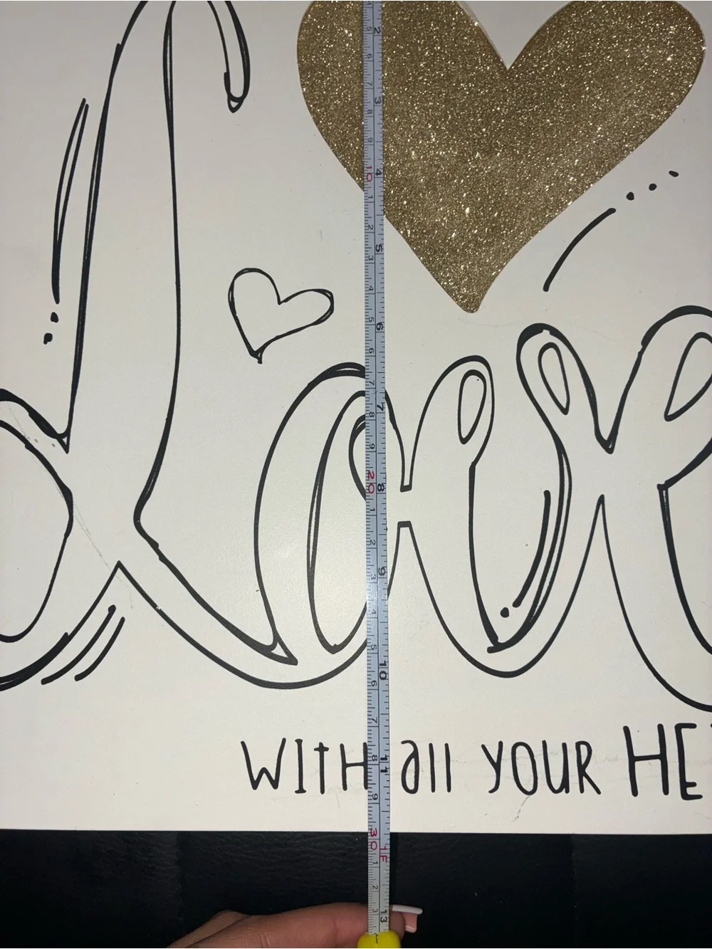 Love With All Your Heart Wall Art - White with Gold Heart